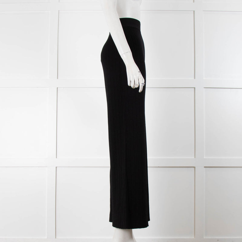 Theory Black Ribbed Wide Leg Trousers