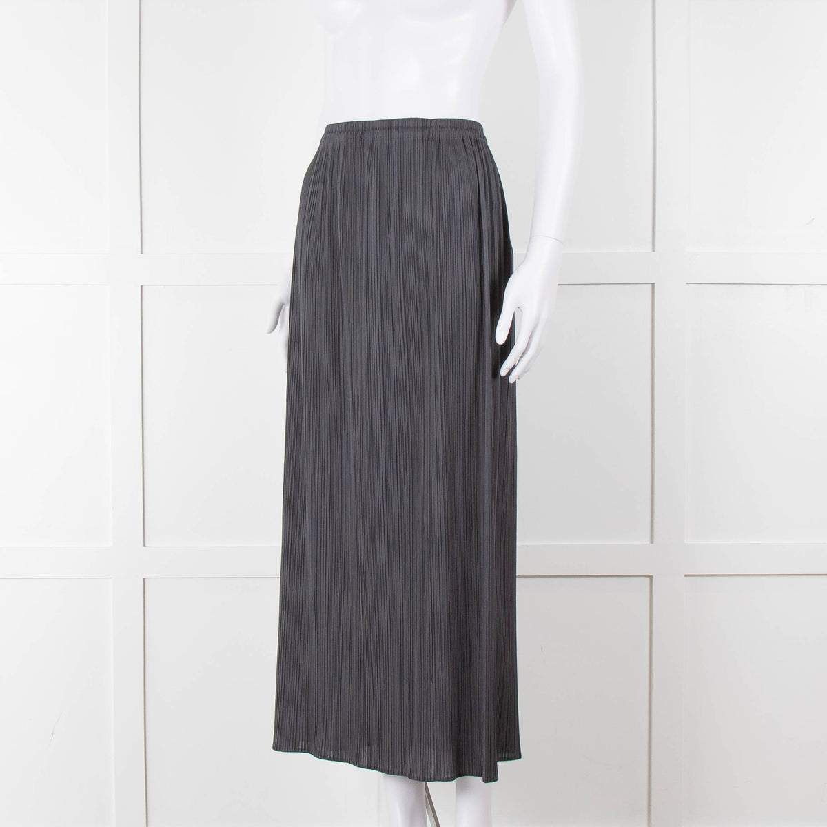 Issey Miyake Grey Pleated Long Skirt