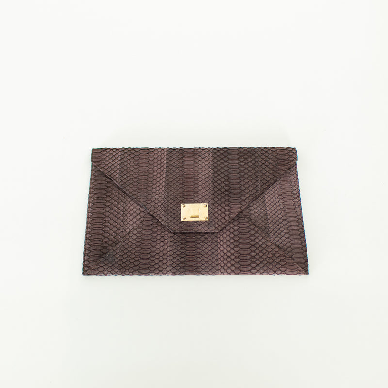 Jimmy Choo Brown Pink Snake Skin Clutch