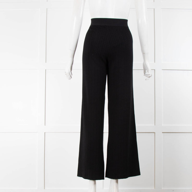 Theory Black Ribbed Wide Leg Trousers