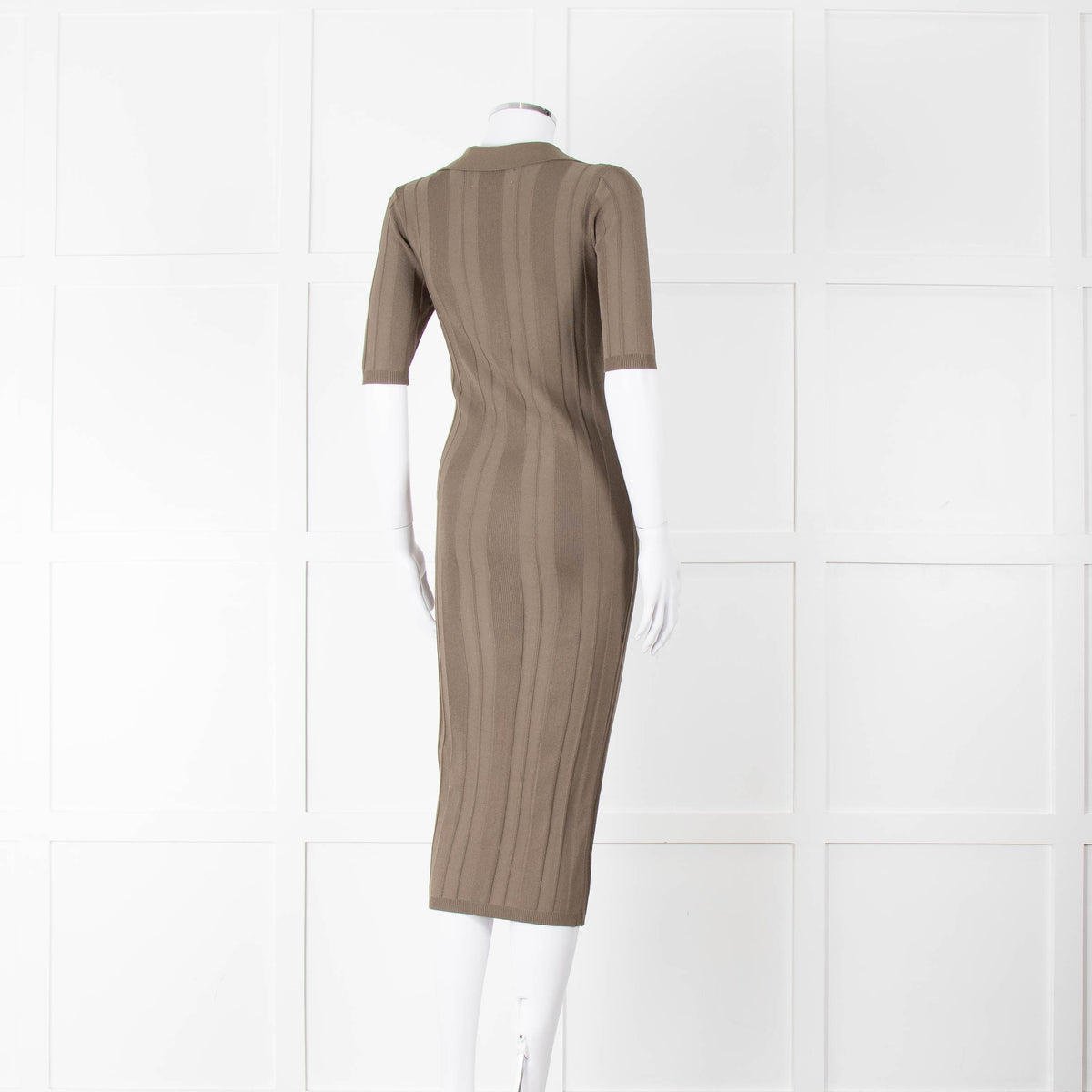 Remain by Birger Christensen Khaki Jumbo Rib Short Sleeve Knit Dress