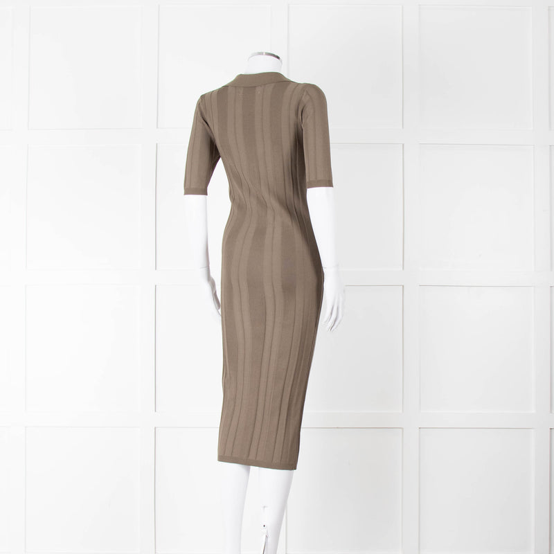 Remain by Birger Christensen Khaki Jumbo Rib Short Sleeve Knit Dress