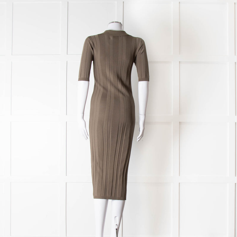 Remain by Birger Christensen Khaki Jumbo Rib Short Sleeve Knit Dress