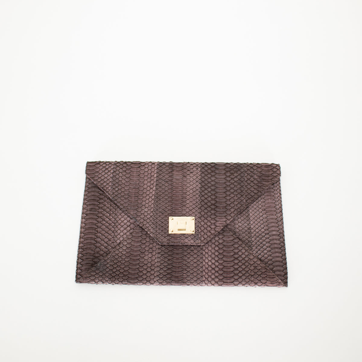 Jimmy Choo Brown Pink Snake Skin Clutch