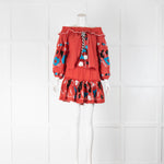 Misa Red Blue Black Embroidered Off The Shoulder Balloon Sleeve Top