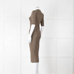 Remain by Birger Christensen Khaki Jumbo Rib Short Sleeve Knit Dress