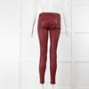 J Brand Red Leather Skinny Trousers