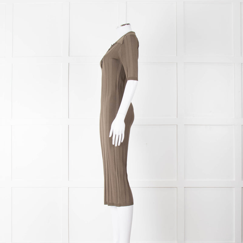 Remain by Birger Christensen Khaki Jumbo Rib Short Sleeve Knit Dress
