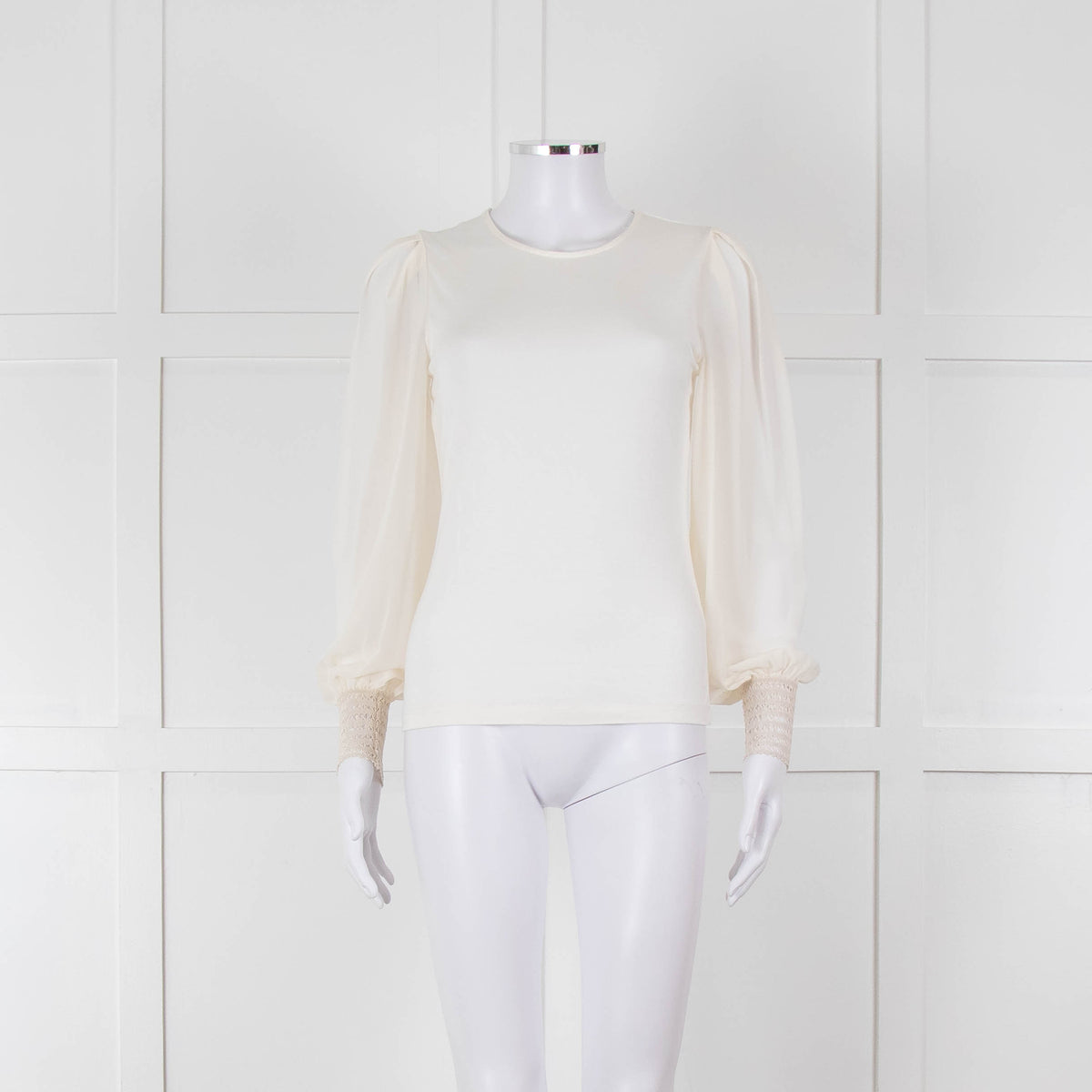 ME + EM Cream Sheer Long Sleeve T-Shirt