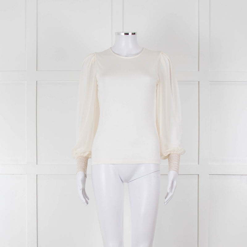ME + EM Cream Sheer Long Sleeve T-Shirt