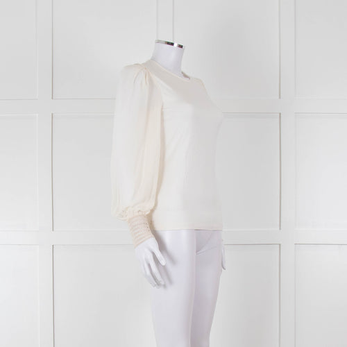 ME + EM Cream Sheer Long Sleeve T-Shirt