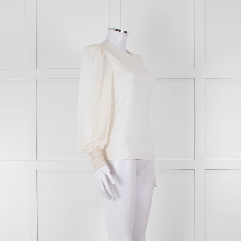ME + EM Cream Sheer Long Sleeve T-Shirt