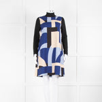 Marella Black Blue Beige Knit Sleeve Tunic Dress