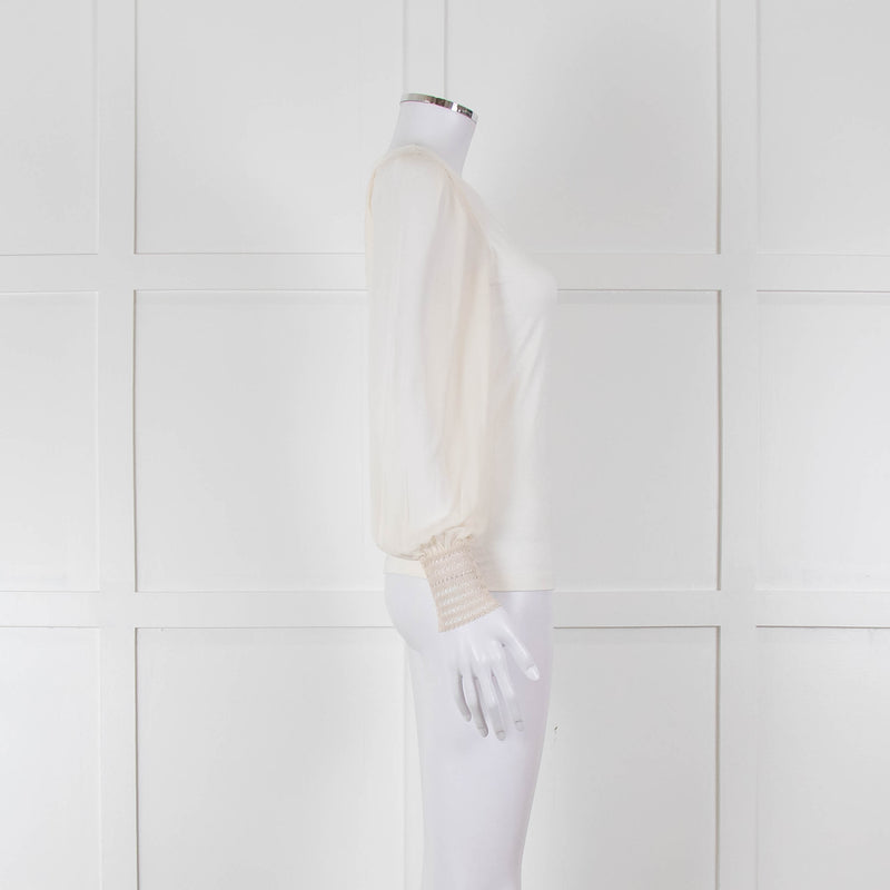 ME + EM Cream Sheer Long Sleeve T-Shirt