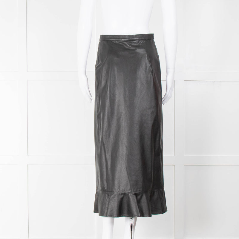 Ridley Black Leather Button Skirt