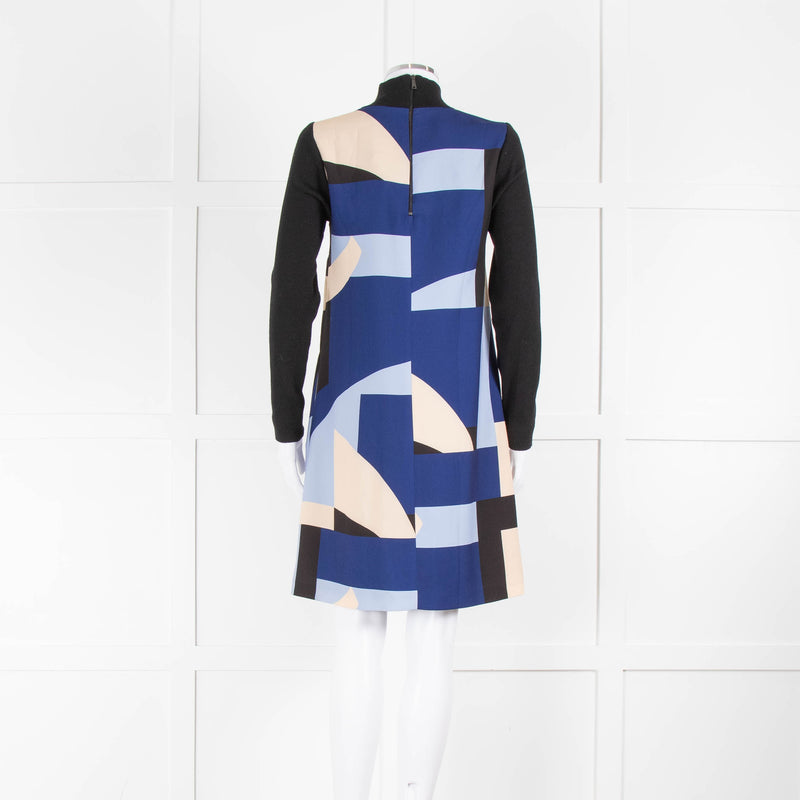 Marella Black Blue Beige Knit Sleeve Tunic Dress