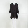 Anine Bing Black Textured Button Front Camilla Mini Dress