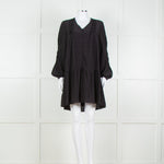 Anine Bing Black Textured Button Front Camilla Mini Dress
