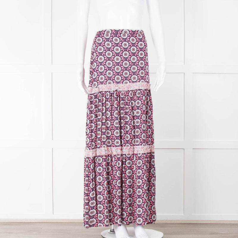 Ridley Purple Pink White Floral Maxi Skirt