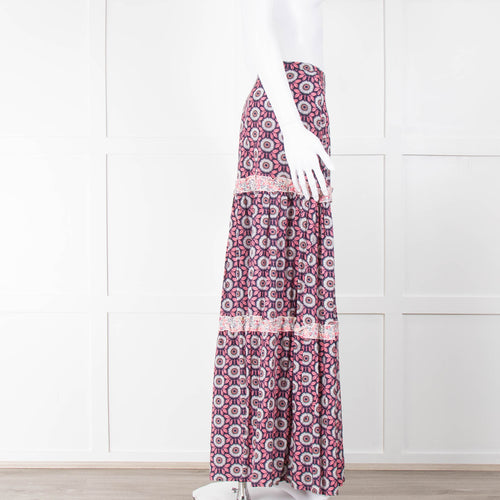 Ridley Purple Pink White Floral Maxi Skirt