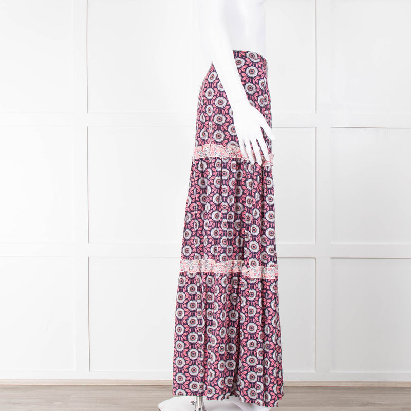 Ridley Purple Pink White Floral Maxi Skirt