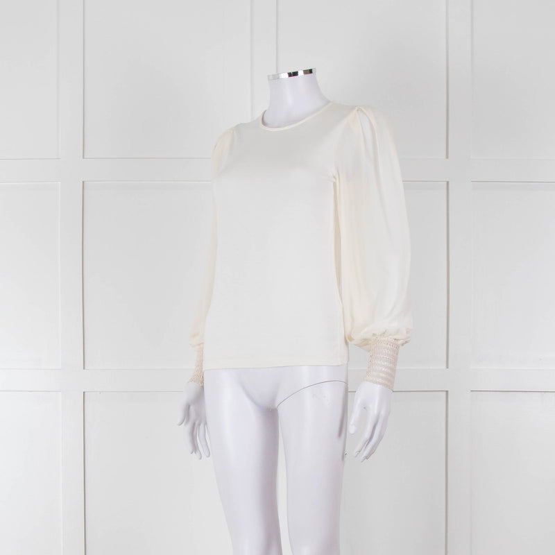 ME + EM Cream Sheer Long Sleeve T-Shirt
