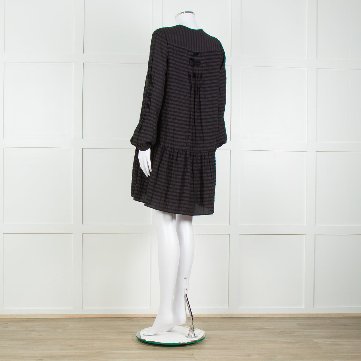 Anine Bing Black Textured Button Front Camilla Mini Dress