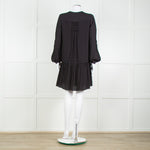 Anine Bing Black Textured Button Front Camilla Mini Dress