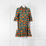 La Double J Orange Turquoise Cotton Oversized Short Dress
