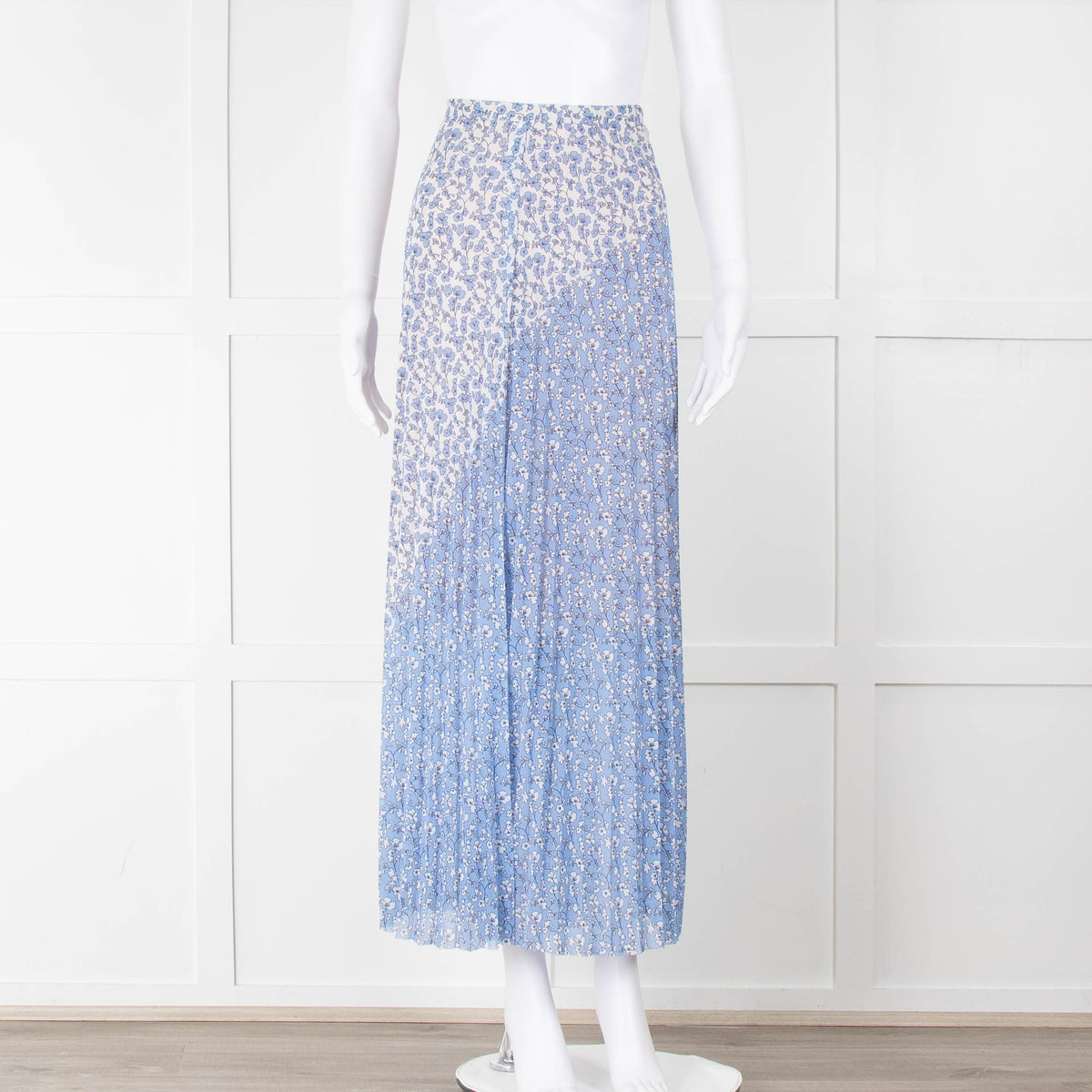 Me + Em Blue White Floral Maxi Skirt