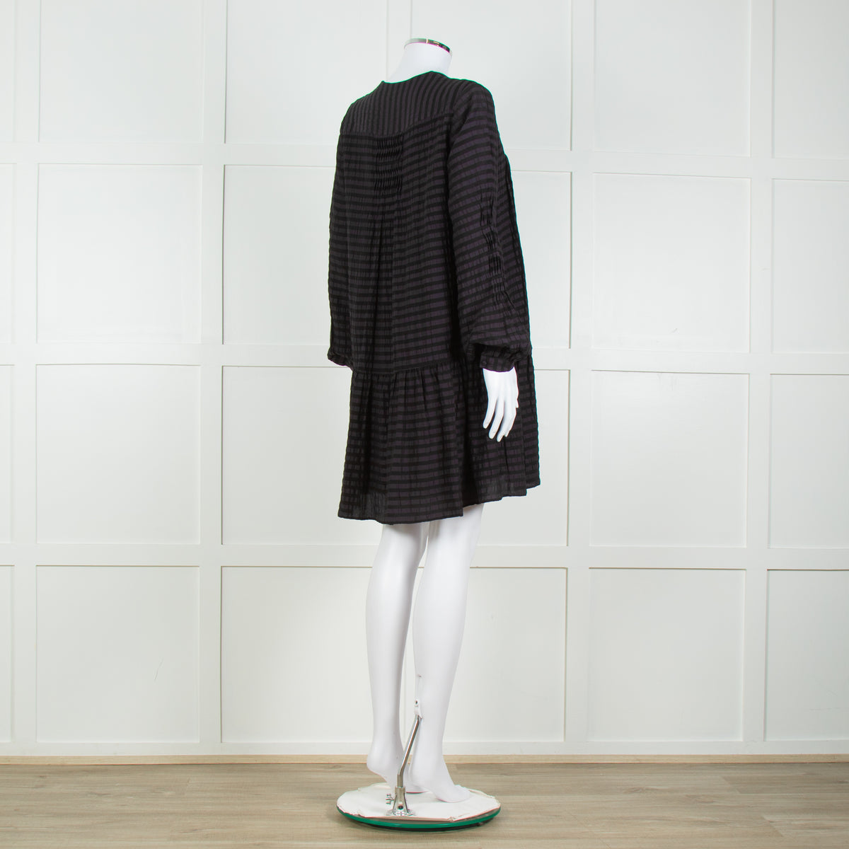 Anine Bing Black Textured Button Front Camilla Mini Dress