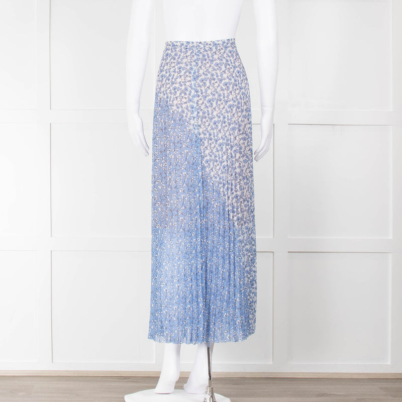 Me + Em Blue White Floral Maxi Skirt