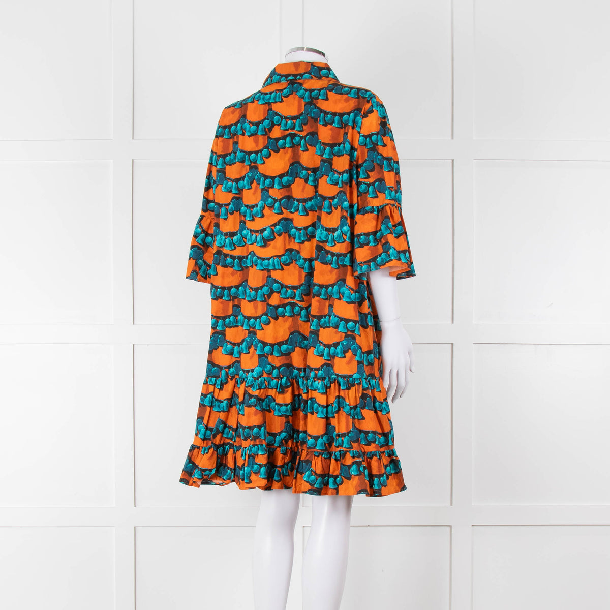 La Double J Orange Turquoise Cotton Oversized Short Dress