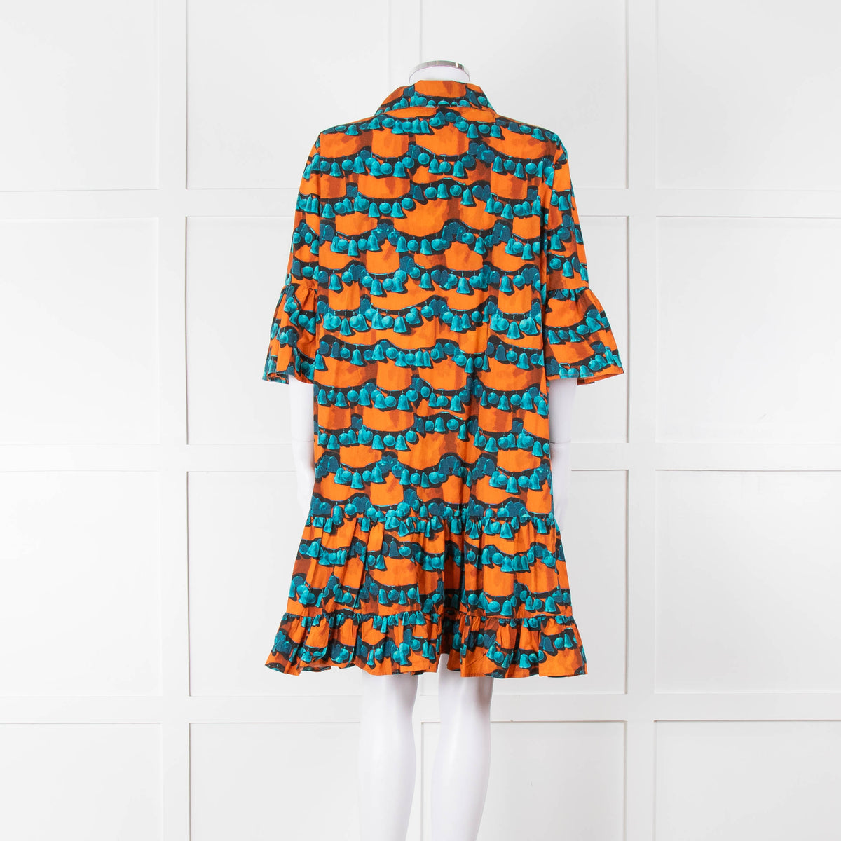 La Double J Orange Turquoise Cotton Oversized Short Dress