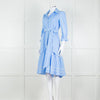 Me + Em Blue Cotton Buttoned Up Peplum Dress