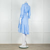 Me + Em Blue Cotton Buttoned Up Peplum Dress