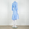 Me + Em Blue Cotton Buttoned Up Peplum Dress