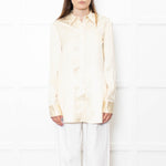 Staud Butter Yellow Striped Satin Shirt