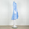 Me + Em Blue Cotton Buttoned Up Peplum Dress