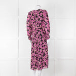 Kate Spade Black Pink Lurex Dot & Flower Print Midi Dress