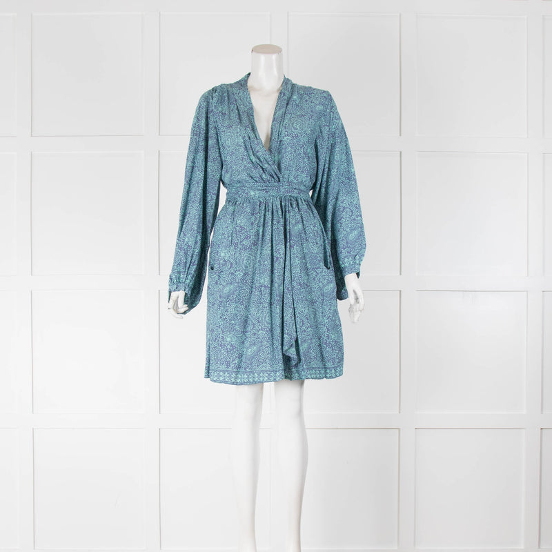 Natalie Martin Nico Long Sleeve Mini Dress in Shangri-La Periwinkle