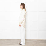 Staud Butter Yellow Striped Satin Shirt
