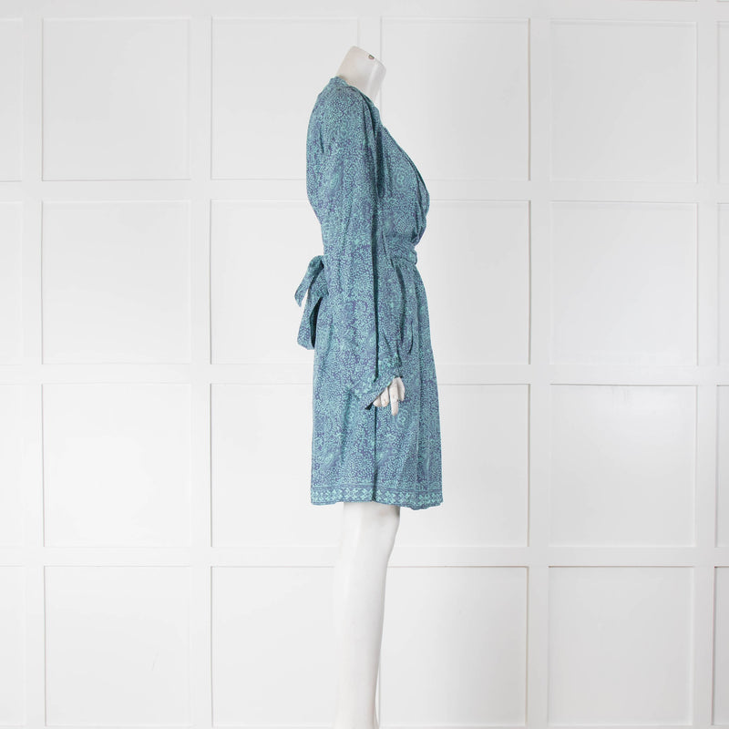 Natalie Martin Nico Long Sleeve Mini Dress in Shangri-La Periwinkle
