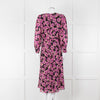 Kate Spade Black Pink Lurex Dot & Flower Print Midi Dress