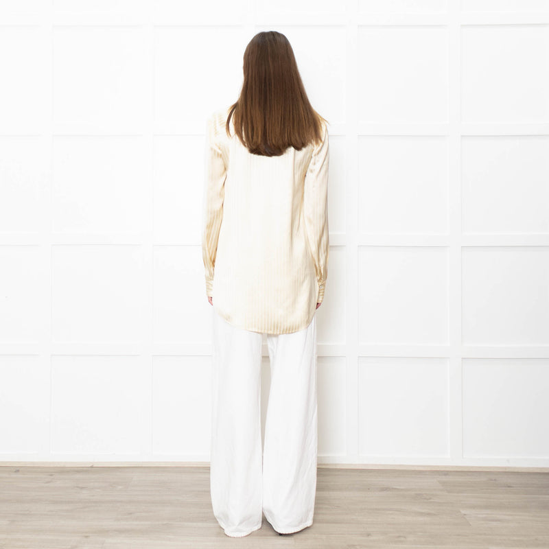 Staud Butter Yellow Striped Satin Shirt