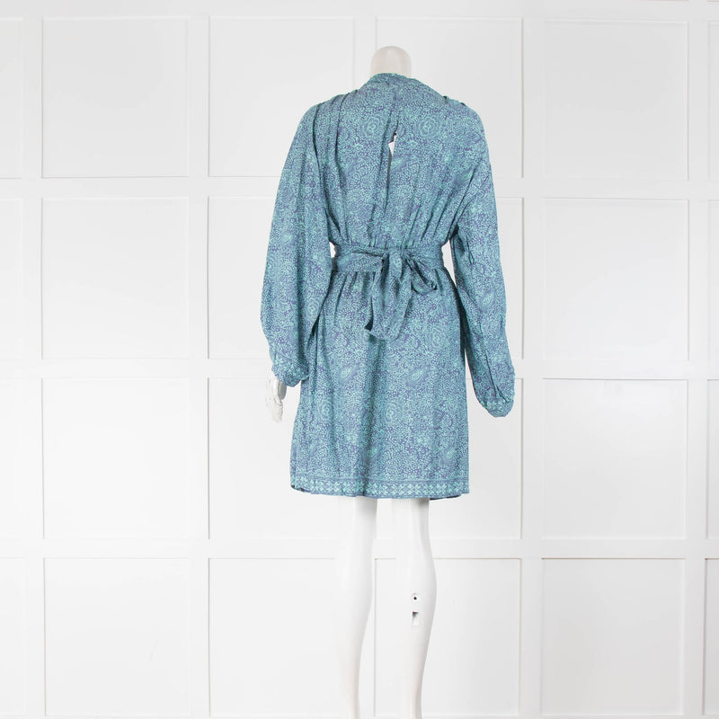 Natalie Martin Nico Long Sleeve Mini Dress in Shangri-La Periwinkle