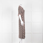 Kenzo Green and Pink Collared Knit Midi Dress