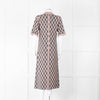 Kenzo Green and Pink Collared Knit Midi Dress