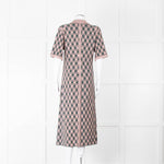Kenzo Green and Pink Collared Knit Midi Dress