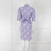 Sandro White Blue Striped Lace Bee Cotton Dress
